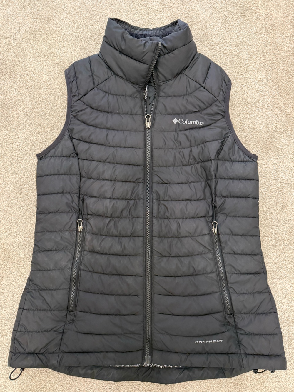 Columbia White Out Omni-Heat Puffer Vest Women’s Small Black Insulated